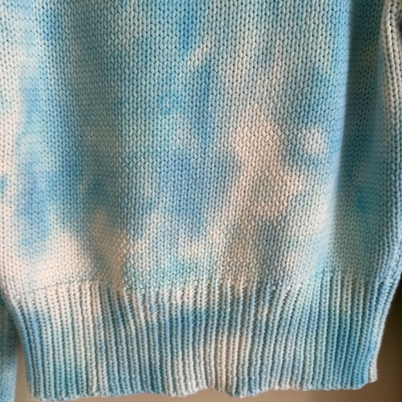 Loveshackfancy Florrie Zip Up Jacket - Soft Aqua Hand DyeTiedye Cardigan Sweater - Picture 13 of 16